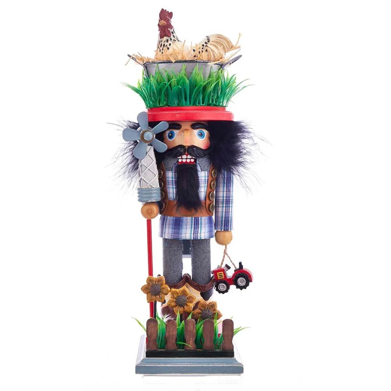 KSA 18" Green and Blue Hollywood Farmer Christmas Nutcracker
